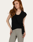 Aurora Yoga Wrap Top - Onyx Black