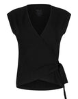 Aurora Yoga Wrap Top - Onyx Black