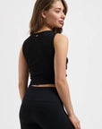 Veyra Cropped Yoga Tank - Onyx Black