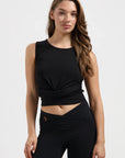 Veyra Cropped Yoga Tank - Onyx Black