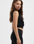 Veyra Cropped Yoga Tank - Onyx Black