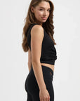 Veyra Cropped Yoga Tank - Onyx Black