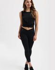 Veyra Cropped Yoga Tank - Onyx Black