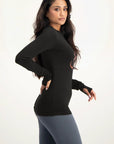 Karuna OM Yoga Langarmshirt - Onyx Black