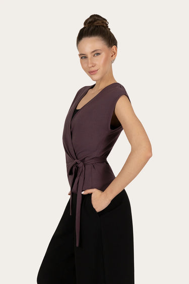 Aurora Wrap Yoga Top - Berry