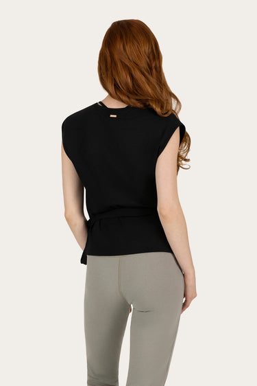 Aurora Yoga Wrap Top - Onyx Black