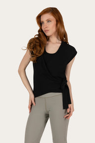 Aurora Wrap Yoga Top – Onyx Black