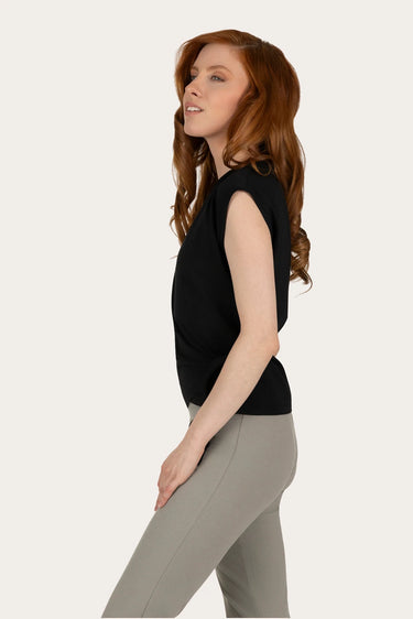 Aurora Yoga Wrap Top - Onyx Black