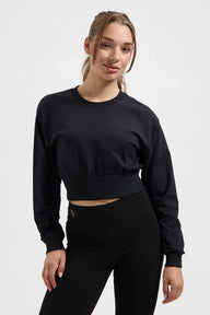 Naya Cropped Yoga Longsleeve - Onyx Black