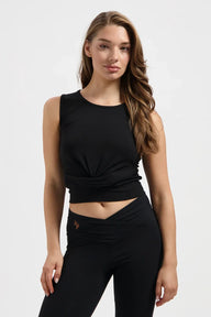 Veyra Cropped Yoga Tank - Onyx Black