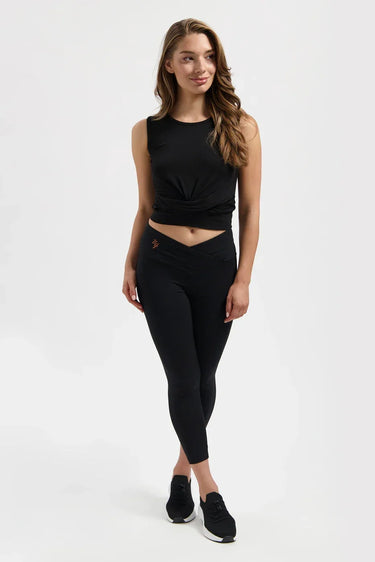 Veyra Cropped Yoga Tank - Onyx Black