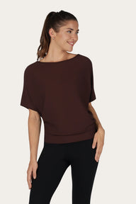 Budhi Short Sleeve Yoga Tee - Cacao