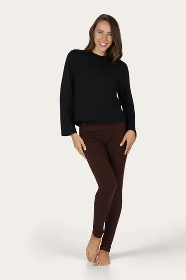 Mira Fleece Yoga Longsleeve – Onyx Black