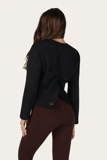 Mira Fleece Yoga Longsleeve – Onyx Black