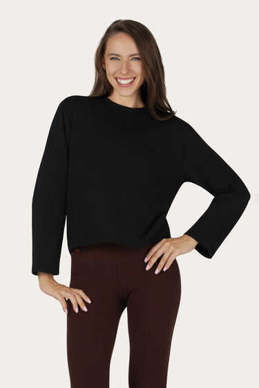 Mira Fleece Yoga Longsleeve – Onyx Black