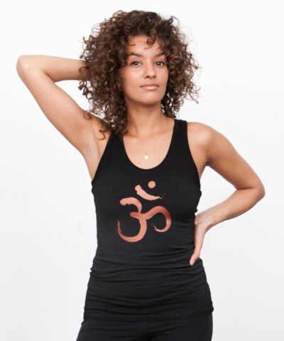 Urban Goddess Om Yoga Tank Top - Urban Black - Model Front