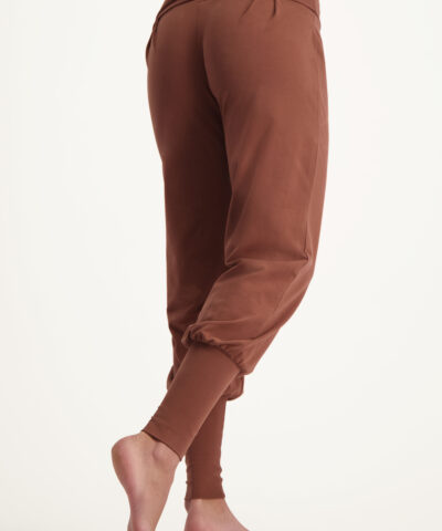 Devi cotton yoga pants-Mocca-yoga pants with double wrap band-15265555