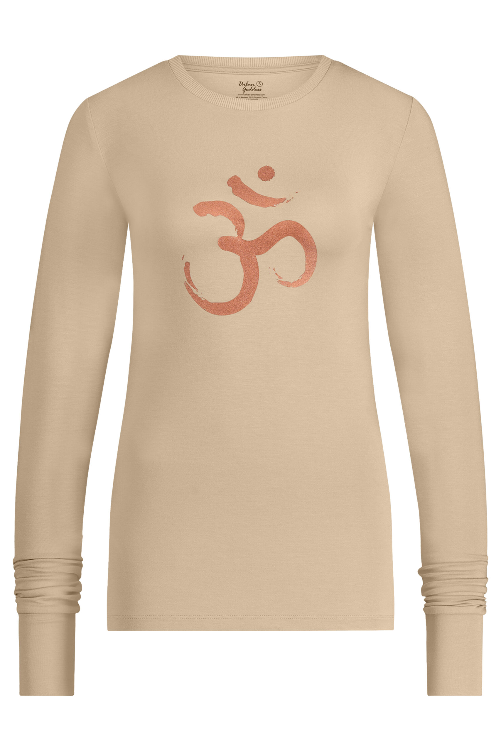 Karuna OM Langarm-Yoga-Shirt, Sand