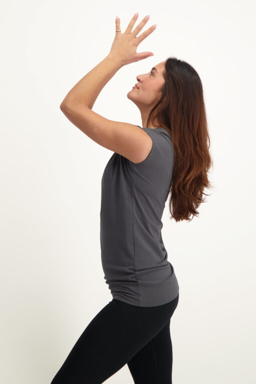 Asana Yoga T-Shirt met Korte Mouwen Yoga Shirt met Tailleband Asana Yoga T-Shirt mit Korte Mouwen Yoga Shirt mit Taillengürtel