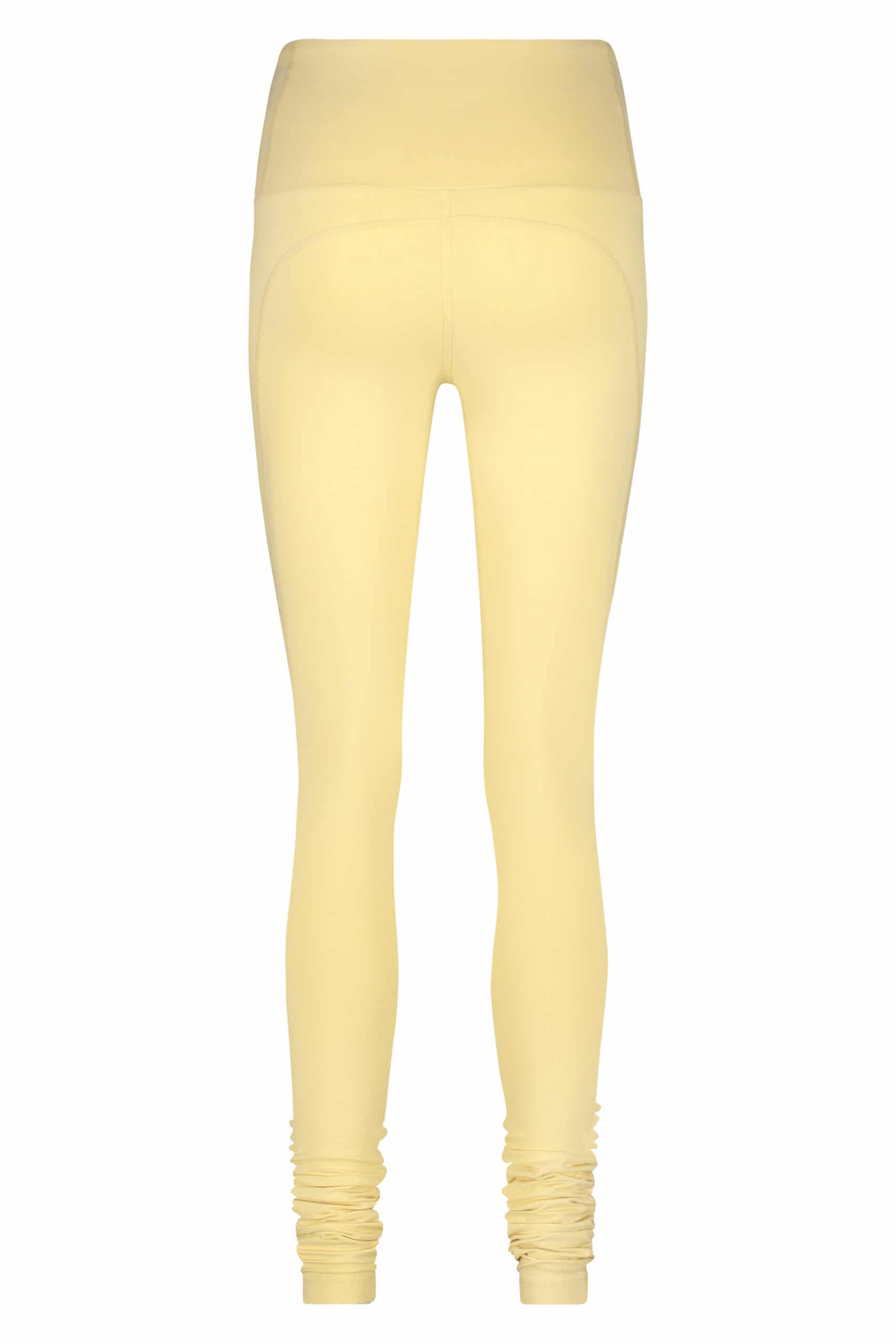 High Waist Gaia Yoga Leggings in blassgelber Farbe honeysuckle - Ausschnitt hinten