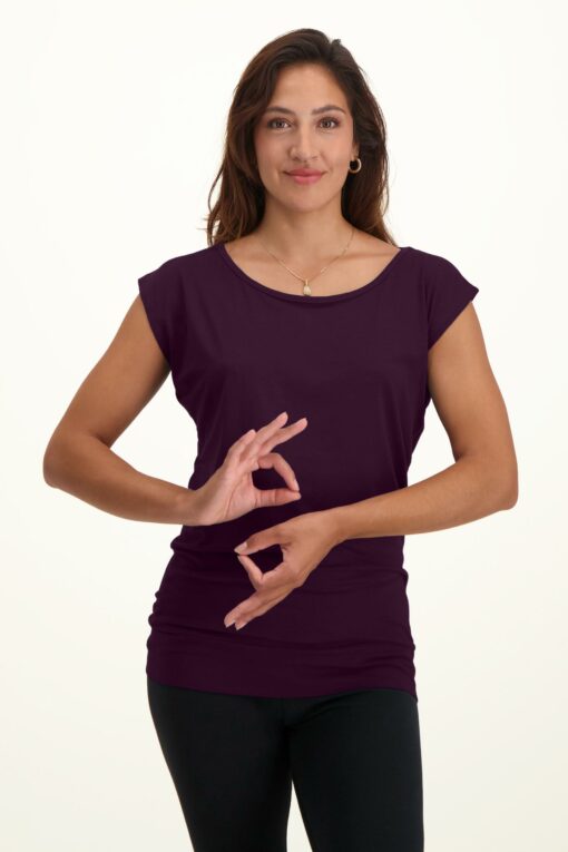 Asana weiches Yoga-T-Shirt-lockeres Yoga-Top aus Bambus-Bloom-15045556