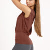 Yoga en pilates dry fit sport top bruin - Mula top mocca - side
