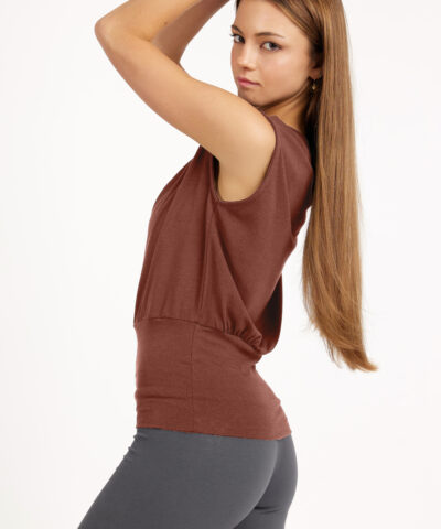Yoga en pilates dry fit sport top bruin - Mula top mocca
